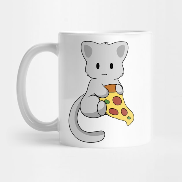 Grey Cat with Pizza by BiscuitSnack